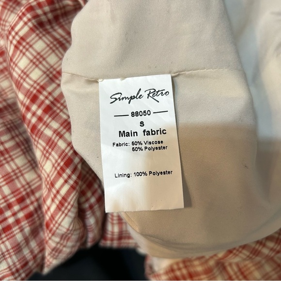 Simple Retro Red Plaid Button Front Collared Belted Prairie Cottage Maxi Dress - Picture 12 of 13